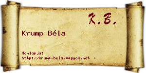 Krump Béla névjegykártya